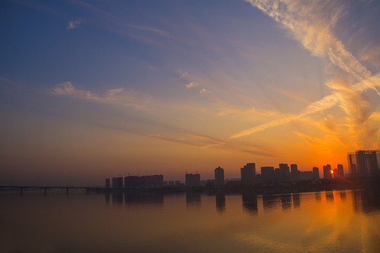 长沙湘江晚霞