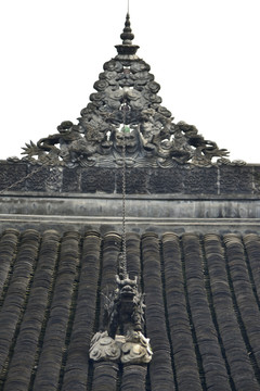 中式古建筑 屋顶正脊 宝顶雕塑