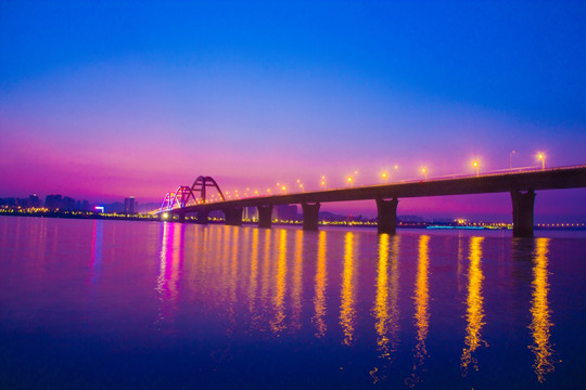 长沙湘江大桥福元路大桥夜景