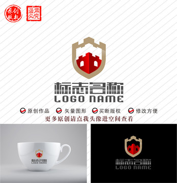 盾城堡建筑标志公司logo