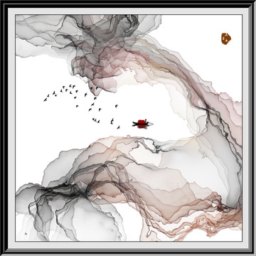 新中式抽象意境水墨画 水墨壁画