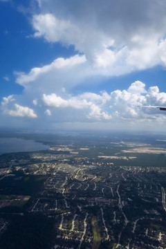 空中旅行 蓝天白云 俯视大地