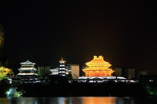 柳州 柳州文庙 柳江 夜景