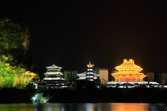 柳州 柳州文庙 柳江 夜景