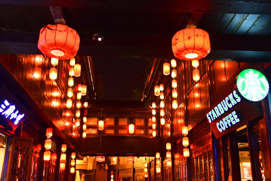 锦里古街 街景 夜景