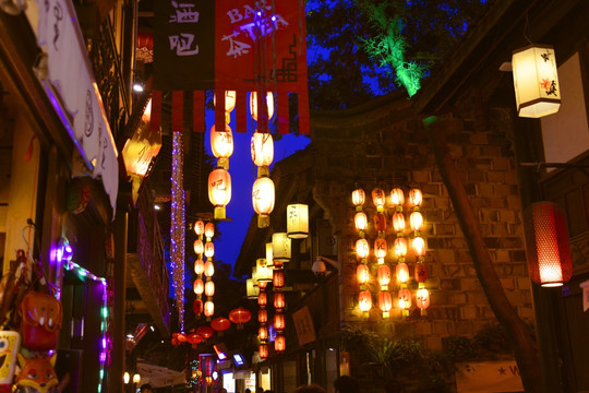 锦里古街 街景 夜景