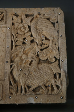 古代麒麟凤鸟图案石刻