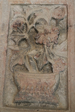 古代花盆图案石刻