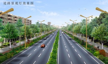 景观LED路灯效果图