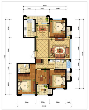 PSD住宅户型分层平面图