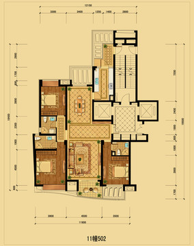 PSD住宅户型分层平面图