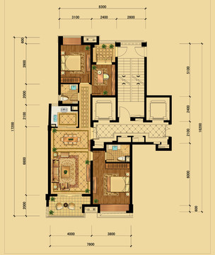 PSD住宅户型分层平面图