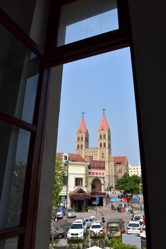 青岛建筑街景 天主教堂