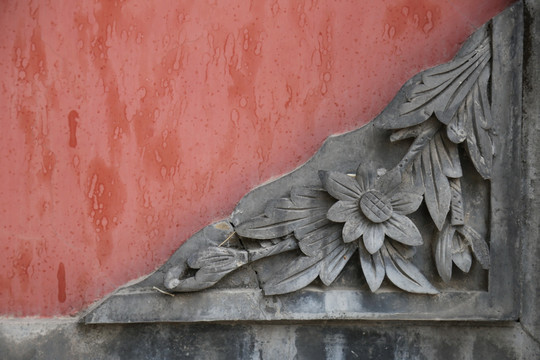 五塔寺贴角砖雕菊花图案