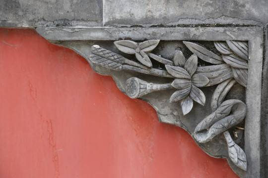 五塔寺寺贴角砖雕荷花花朵荷叶莲