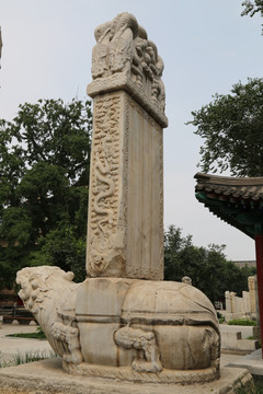 五五塔寺石刻清代巨龟赑屃托碑侧