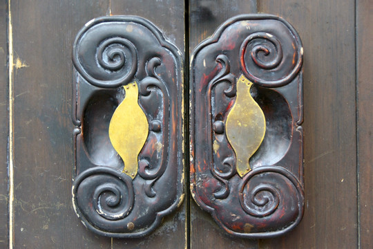 中式木门 门把 铜家猫装饰