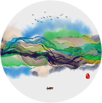 抽象意境水墨画 晕染泼墨