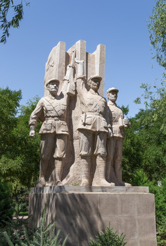 甘肃会宁红军会师旧址 红军雕塑