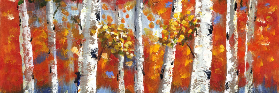 白桦林抽象油画
