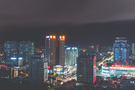 北海城市风光夜景