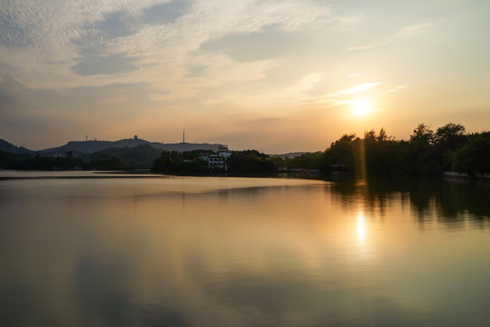 惠州西湖夕阳景色