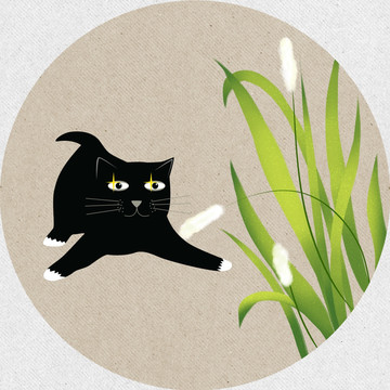 手绘猫动物插画（tif分层）