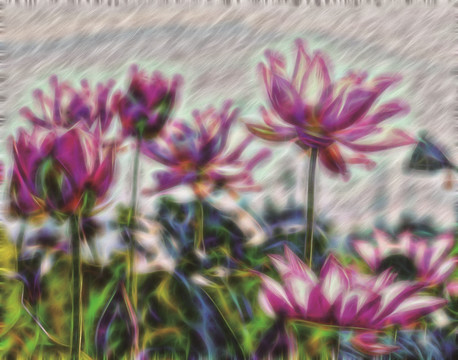 荷花装饰画 无框画 荷花印象画
