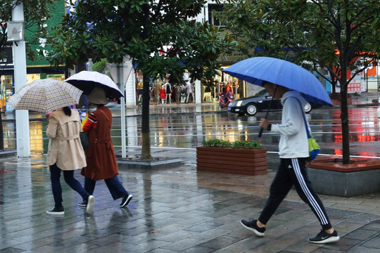 雨中行人