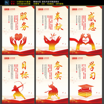 企业文化展板 学习目标感恩奉献