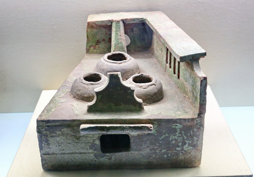 汉代陶绿釉灶台