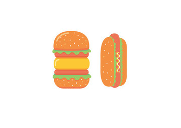 卡通热狗汉堡 快餐插图