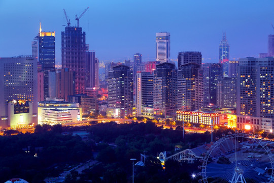 大连城市天际线夜色