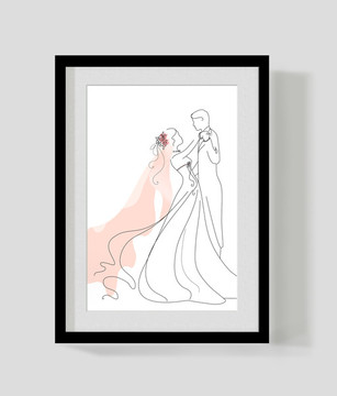新娘婚纱 手绘礼服 矢量插图