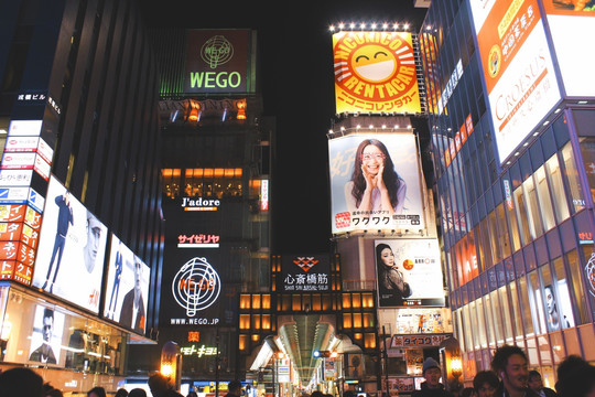 日本大阪心斋桥夜景街景