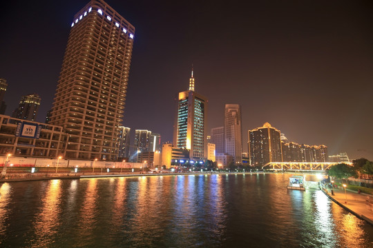 天津夜景 天津海河夜景