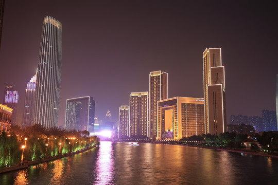 天津夜景 天津海河夜景