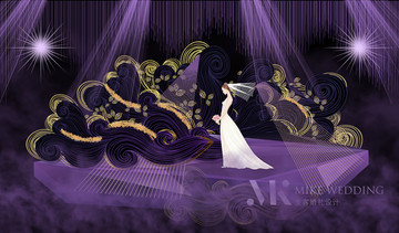 高端梦幻紫色婚礼背景