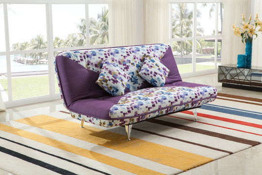 马赛克深紫色日式沙发床