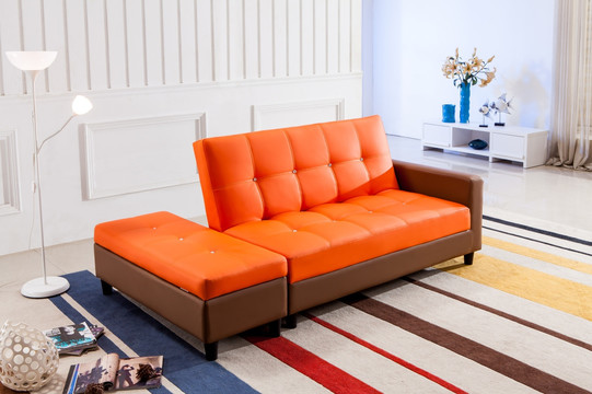 夏日橙日式沙发床