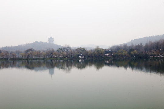 初春的西湖 西湖 河畔居 湖面