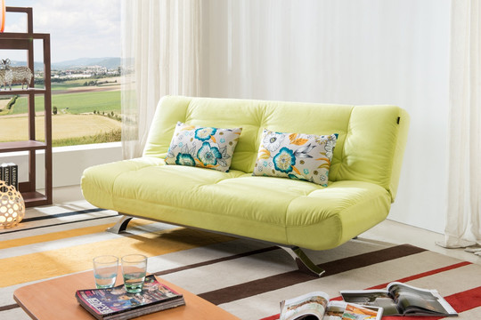 芬芳大花清新绿日式沙发床