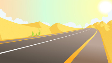 卡通背景沙漠公路
