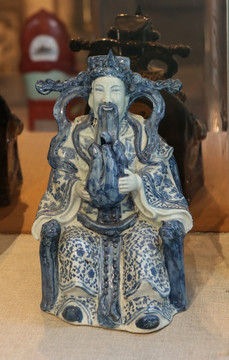 青花瓷雕福星雕像