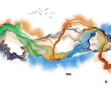 水墨画 晕染中国风 水墨背景墙