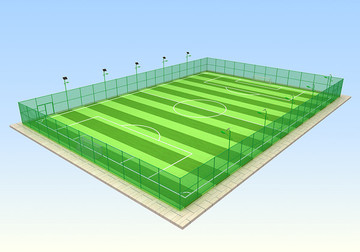 笼式标准7人制足球场3d效果图