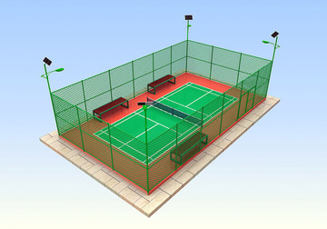 笼式标准羽毛球场3d效果图设计