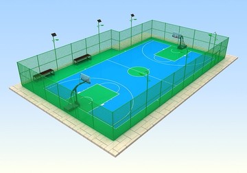 笼式篮球场3d效果图设计