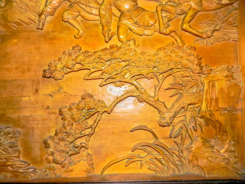 黄杨木雕 雕刻 花鸟装饰画