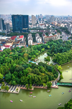 俯瞰水上园林城市绿化